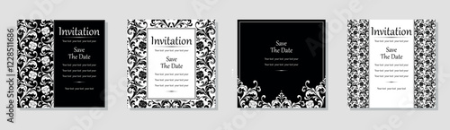 Set of abstract floral patterns. Vector seamless backgrounds. Perfect for invitations or announcements