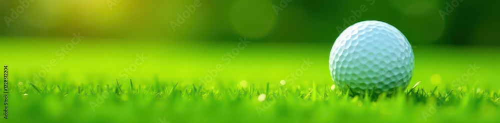 Perfectly smooth white golf ball on vibrant green grass , closeup, sport, bright Perfectly smooth white golf ball on vibrant green grass , closeup, sport, bright