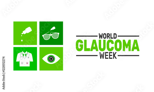  World Glaucoma Week. This holiday-themed design is perfect for backgrounds, banners, greeting cards, posters with text inscription, Classic social media posts. Vector illustration.