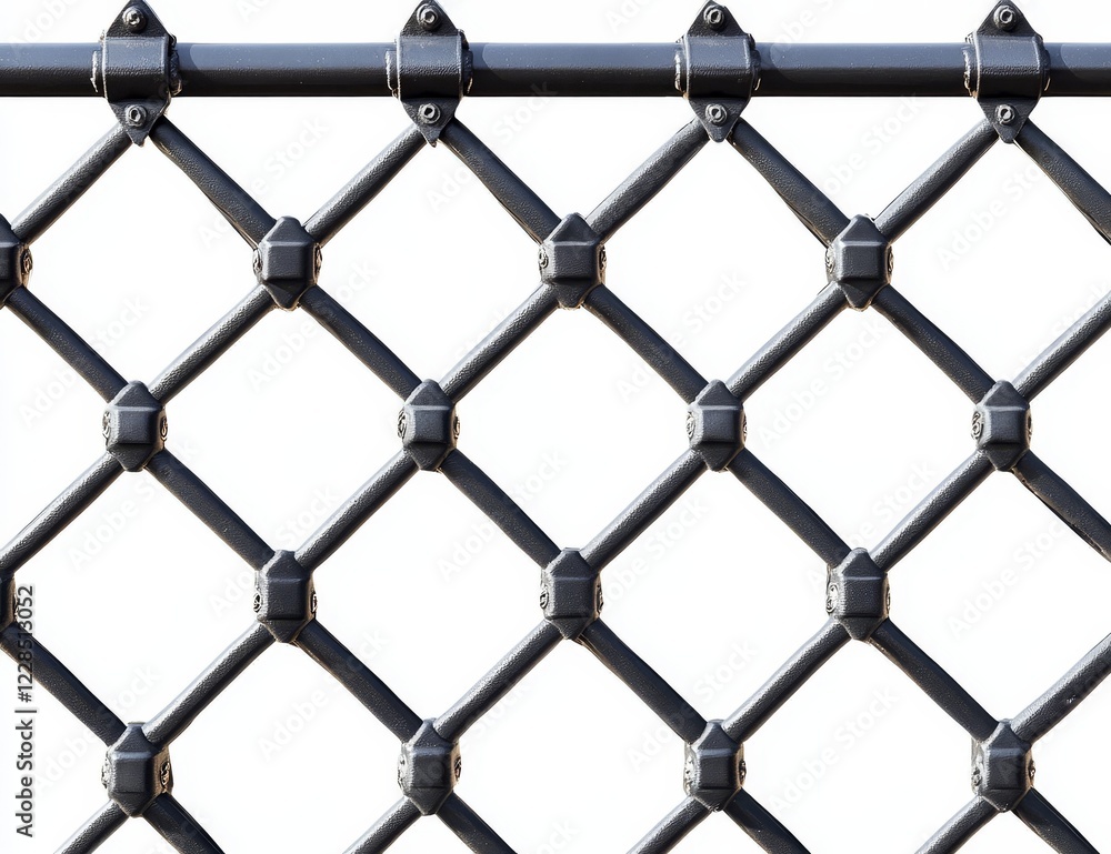 Naklejka premium Close-up of a dark gray metal fence with diamond pattern.