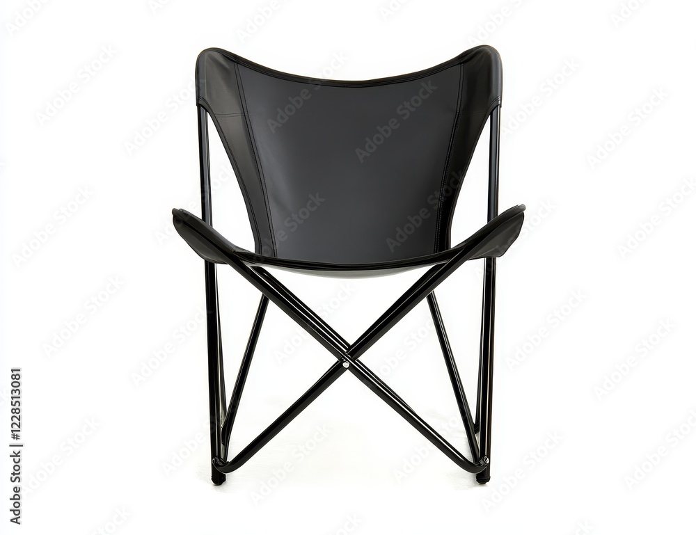 Black foldable butterfly chair isolated on white. Black foldable butterfly chair isolated on white.