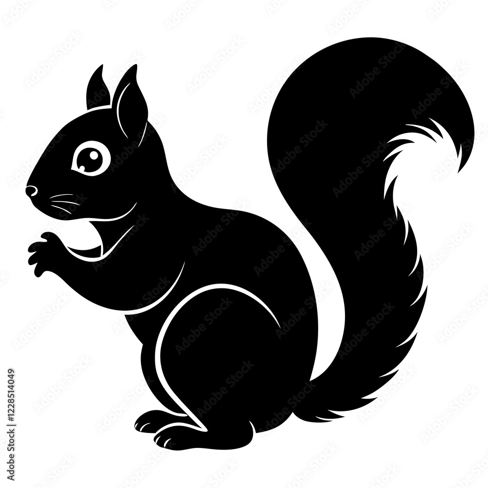 Cute Black Vector Squirrel Line Art Black Vector Silhouette Cartoon Illustratio Cute Black Vector Squirrel Line Art Black Vector Silhouette Cartoon Illustratio