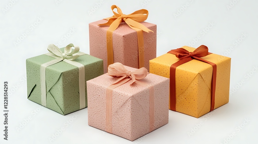 Obraz premium Four Beautifully Wrapped Gifts in Pastel Colors
