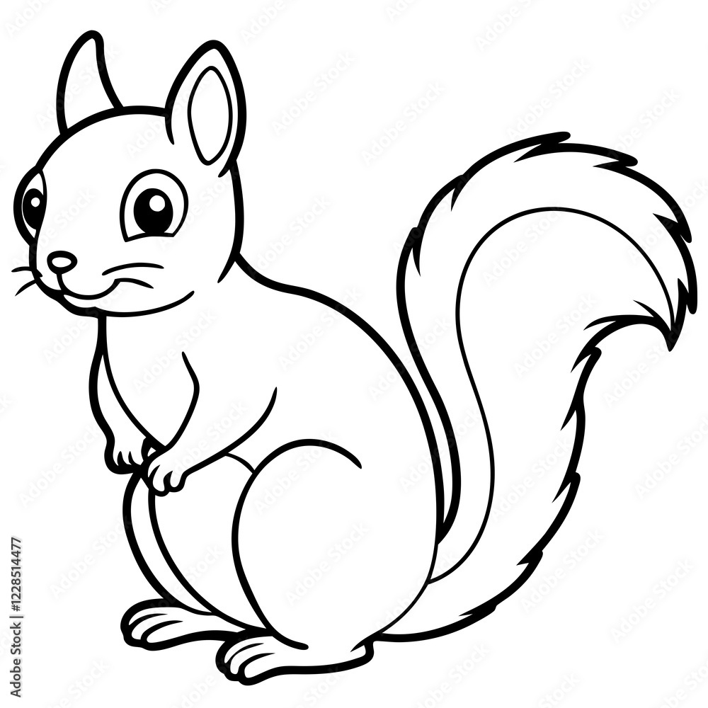 Cute Black Vector Squirrel Line Art Black Vector Silhouette Cartoon Illustratio Cute Black Vector Squirrel Line Art Black Vector Silhouette Cartoon Illustratio