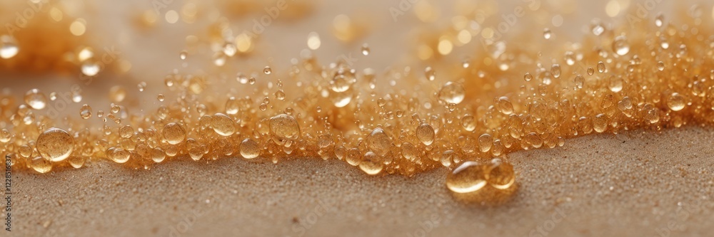 Golden Liquid Droplets on a Sandy Surface Golden Liquid Droplets on a Sandy Surface