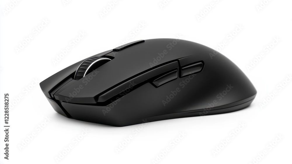 Sleek Black Computer Mouse on White Background for Modern Technology Sleek Black Computer Mouse on White Background for Modern Technology