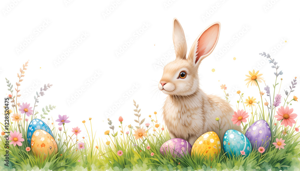 Fototapeta premium easter bunny and easter eggs