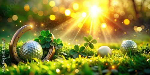 Wallpaper Mural St. Patrick's Day Golf Background, Bokeh Green, Golf Balls, Clovers, Horseshoe Torontodigital.ca