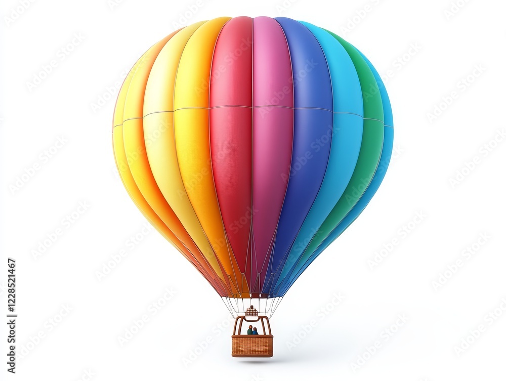 Naklejka premium Colorful rainbow hot air balloon isolated on white background.