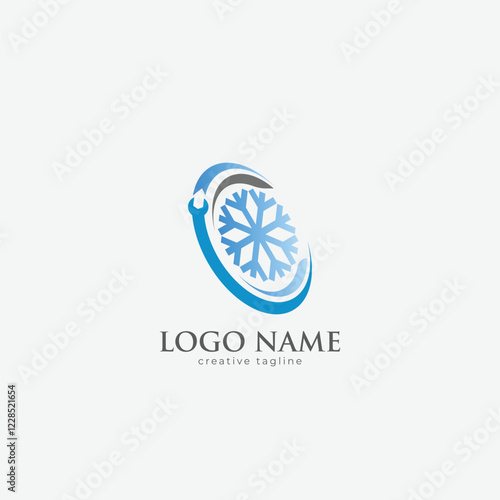Air conditioning company logo, ac service, air conditioning, heat pumps,  air conditioning logo,  frost fully editable vector template