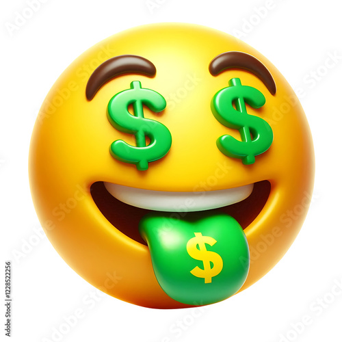 Money Eye Emoji with Green Tongue and Excited Expression