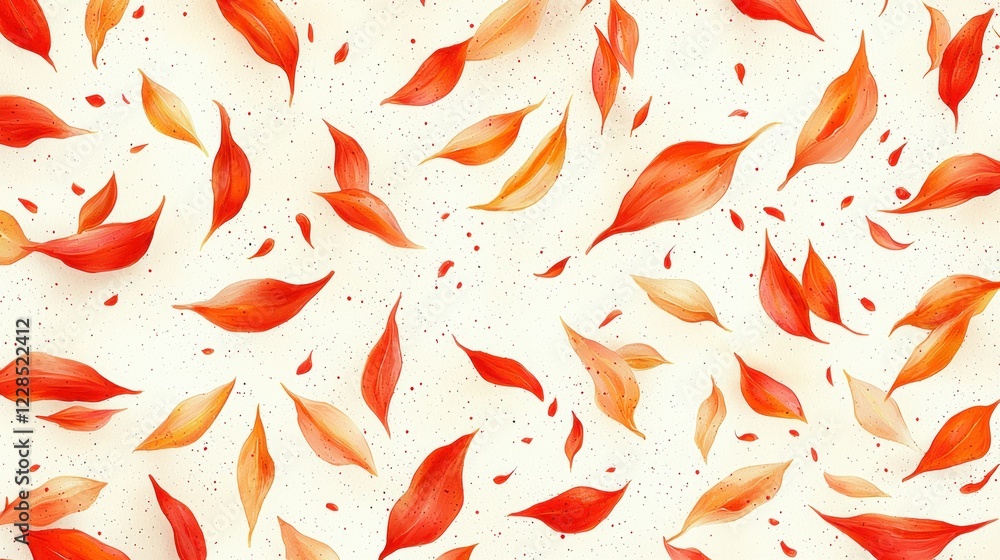 Falling red leaves on speckled background, autumnal backdrop Falling red leaves on speckled background, autumnal backdrop