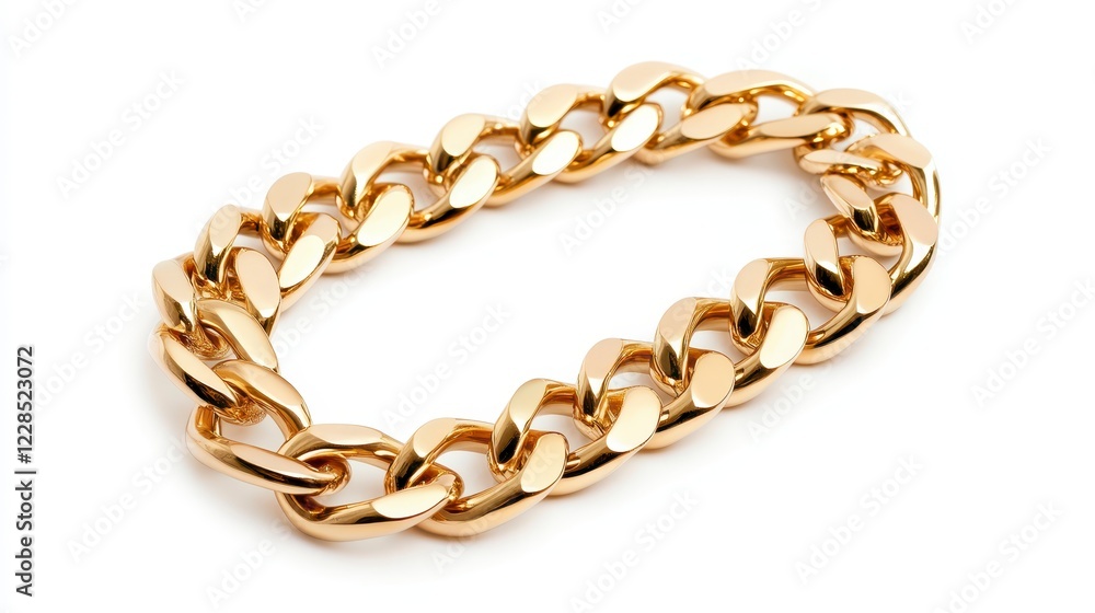 Obraz premium Elegant Gold Chain Bracelet with Glossy Finish and Unique Links