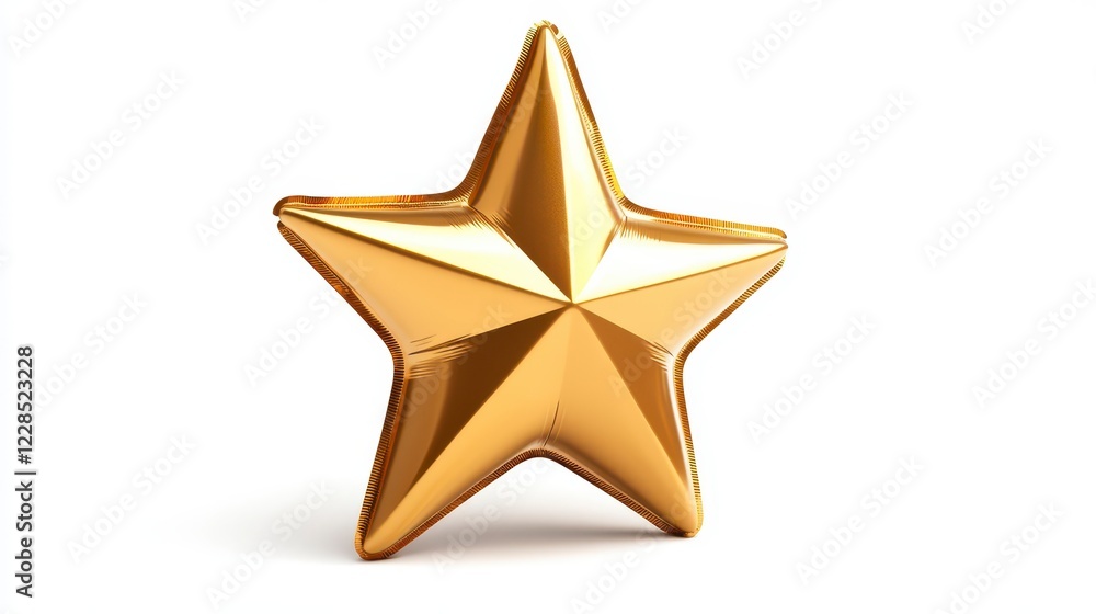 Obraz premium Shiny Gold Star Balloon on White Background for Celebratory Themes