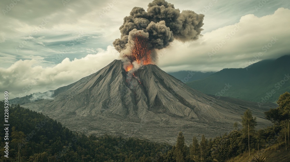 Obraz premium Experience awe-inspiring beauty of a volcanic eruption, as you witness 