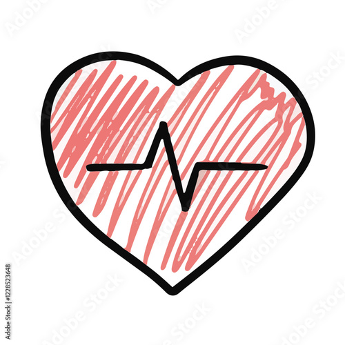 Heart and heartbeat health Hand-drawn sports and fitness equipment 