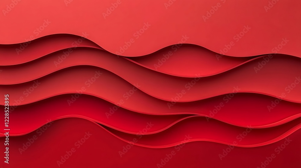 Obraz premium Abstract Red Wavy Layered Design Background