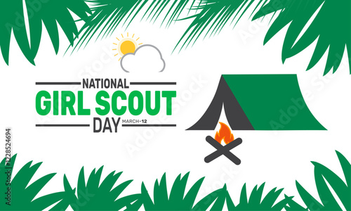 March is National Girl Scout Day. This holiday-themed design is perfect for backgrounds Template, banners, greeting cards, posters with text inscription, and social media posts. Vector illustration.