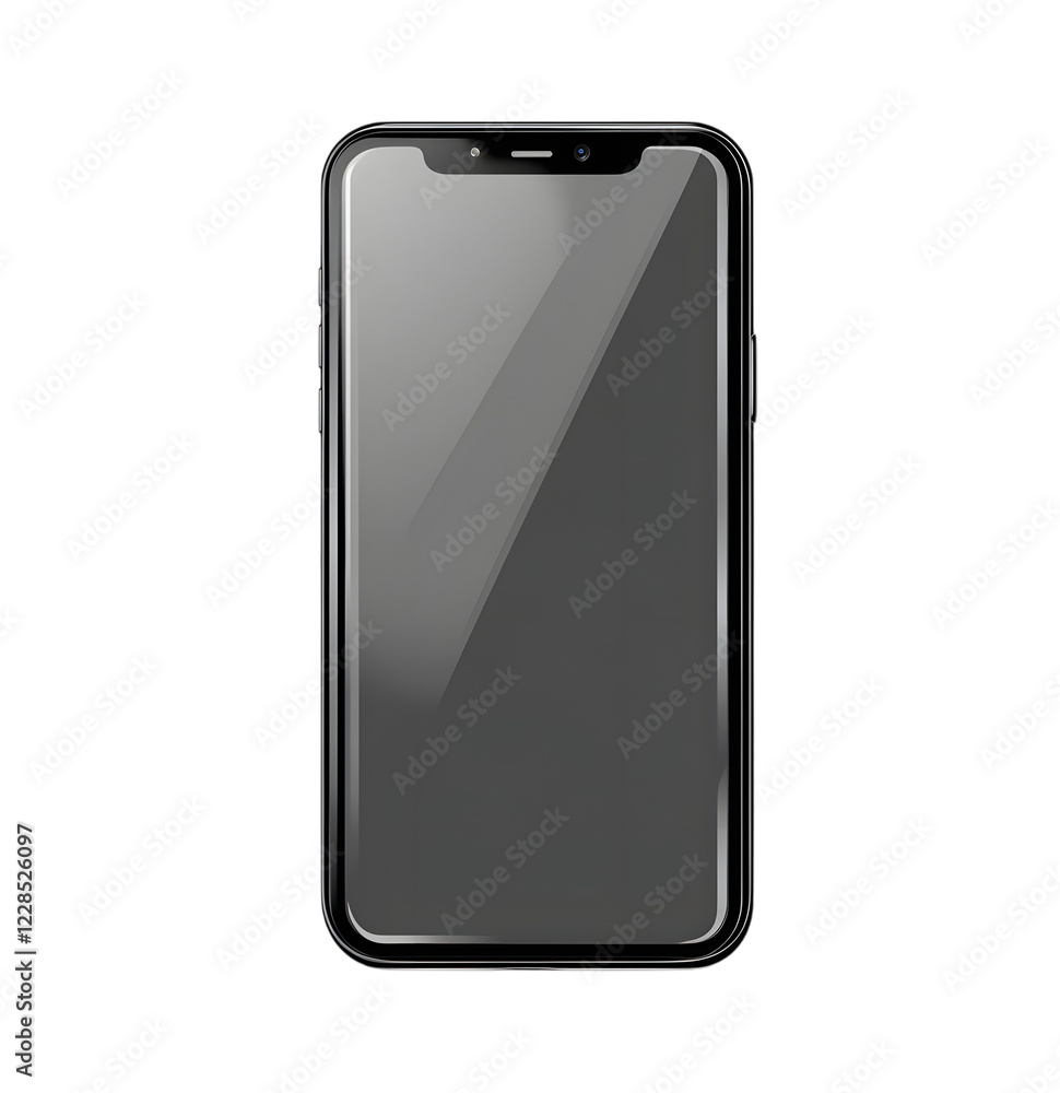 Modern Smartphone with Blank Screen for Mockup Design, Isolated on Transparent Background