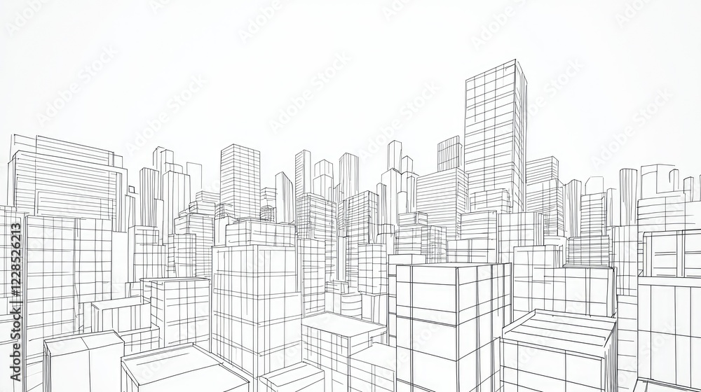 Urban Cityscape Outline Sketch of Modern Architecture Design Urban Cityscape Outline Sketch of Modern Architecture Design