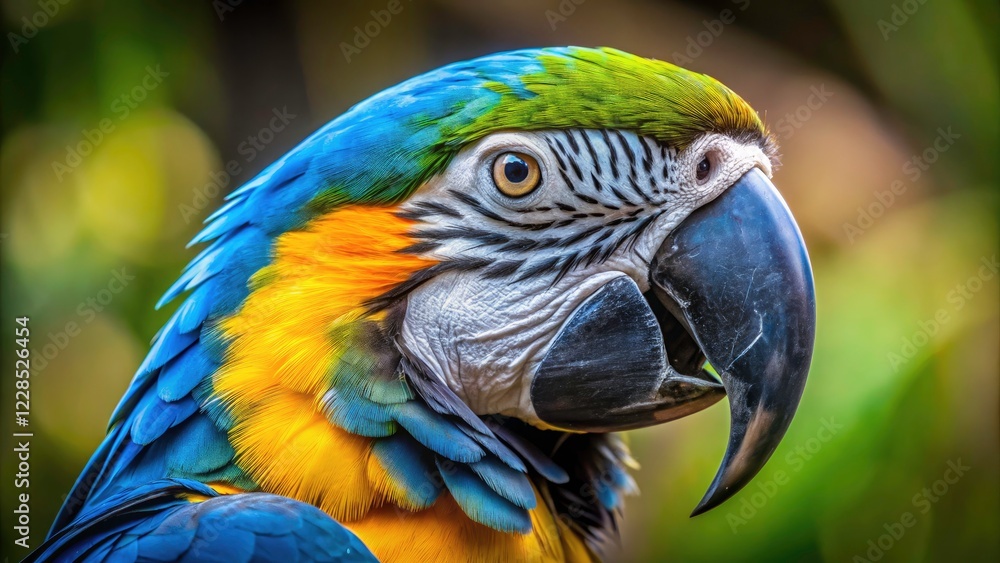 Vibrant Blue and Yellow Macaw Portrait - Close Up Parrot Photography Vibrant Blue and Yellow Macaw Portrait - Close Up Parrot Photography