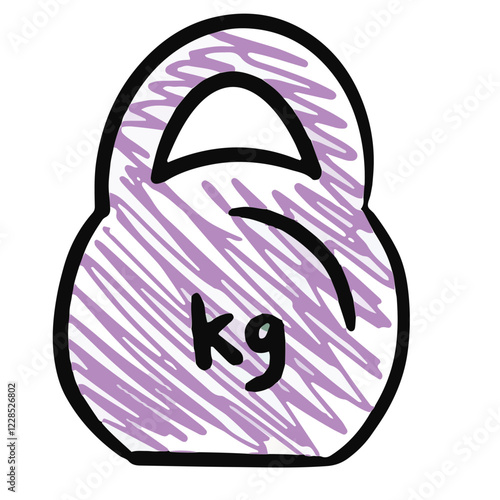 Kettlebell Hand-drawn doodle sports and fitness equipment