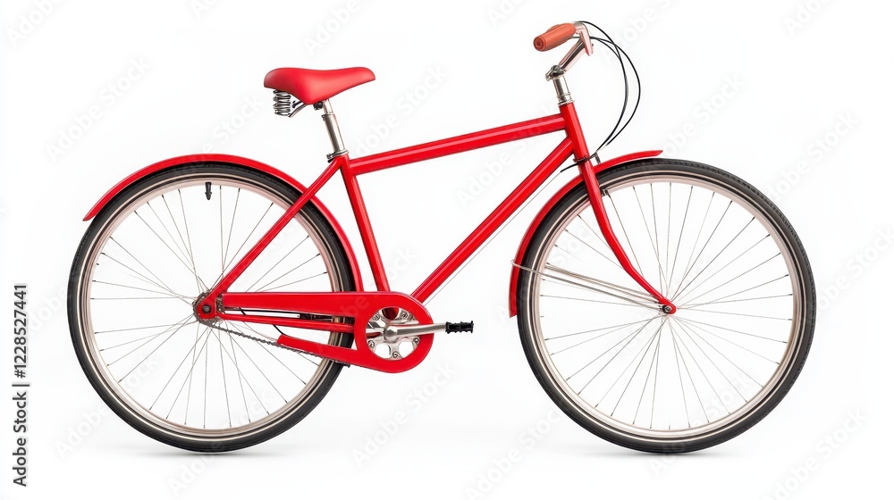 Fototapeta premium Bright Red Bicycle with Simple Design against White Background