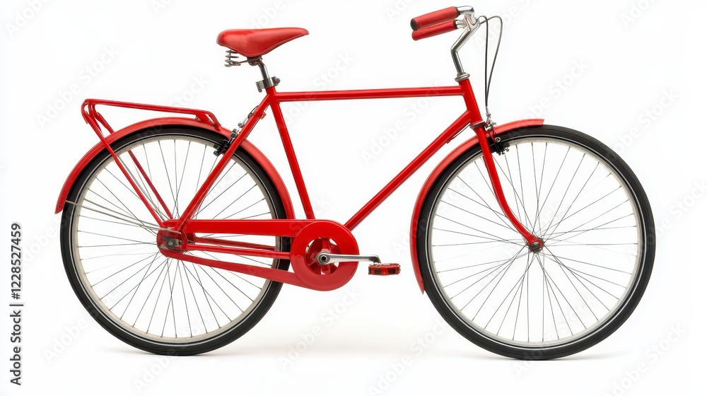 Fototapeta premium Vibrant Red Bicycle Isolated on White Background for Creative Use