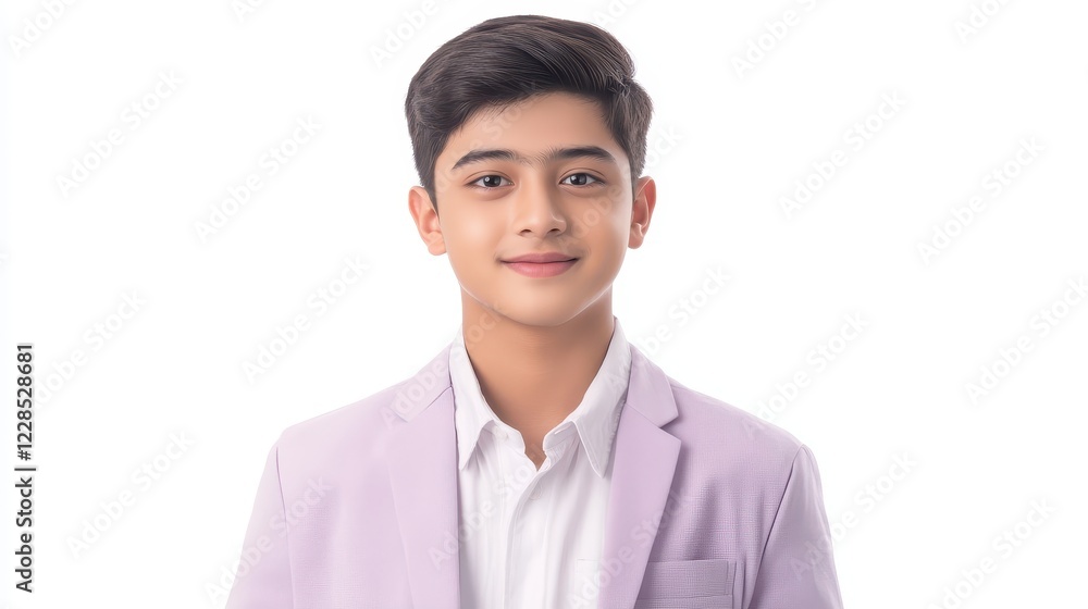 A Teenage Boy Posing in a Lavender Blazer A Teenage Boy Posing in a Lavender Blazer