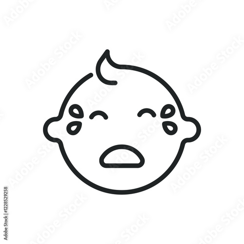 Baby cry thin line icons. Editable stroke and Perfect pixel on transparent background