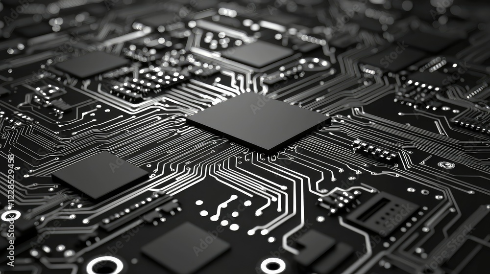 Abstract Circuit Board Background with Microchips and Connectors Abstract Circuit Board Background with Microchips and Connectors