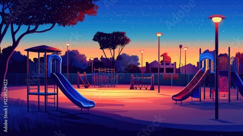 Wallpaper Mural Vibrant Night Scene of a Playground Under Starry Sky Torontodigital.ca