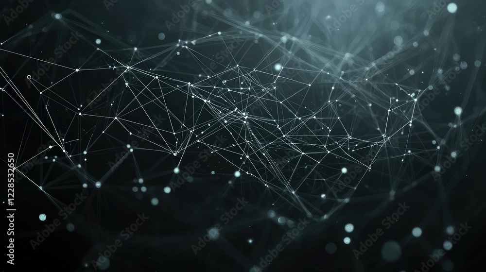 Abstract Network Connections with Glowing Points in Dark Background Abstract Network Connections with Glowing Points in Dark Background