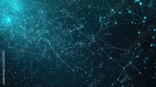 Abstract Digital Background with Blue Glowing Lines and Particles