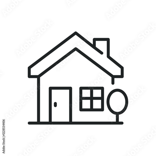 House line icons. Editable stroke and Perfect pixel on transparent background