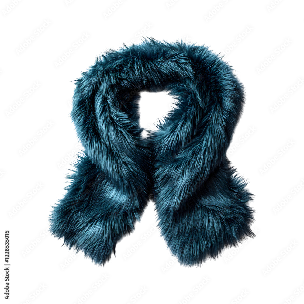 Faux Fur Scarf in Teal Isolated on Transparent Background Faux Fur Scarf in Teal Isolated on Transparent Background