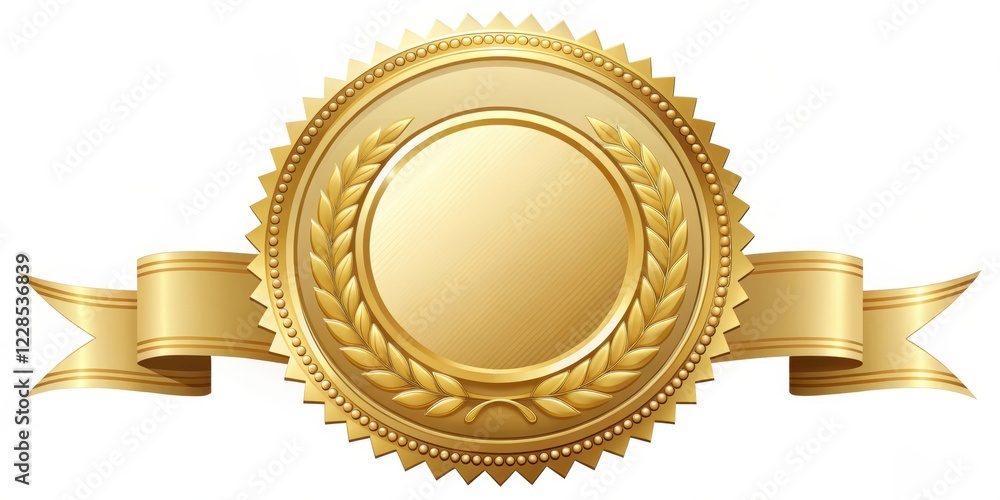 A golden badge with a satisfying seal attached to it A golden badge with a satisfying seal attached to it