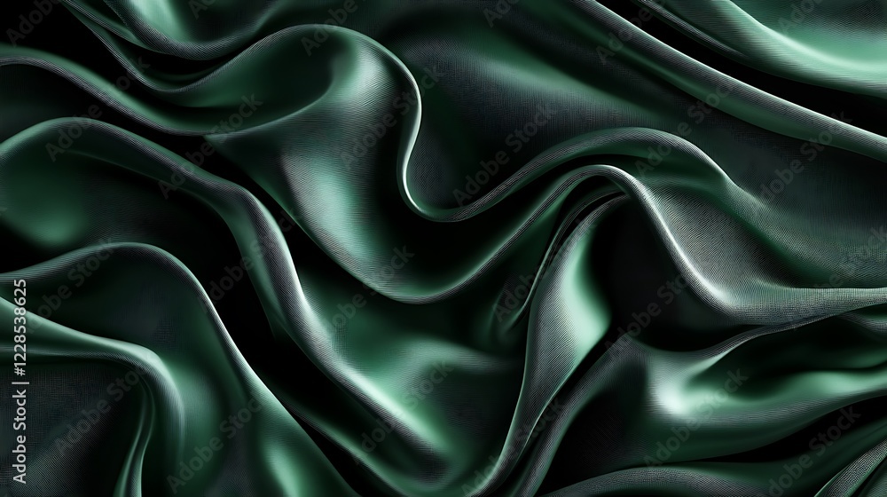 Obraz premium Dark Green Silk Fabric Draped Luxuriously