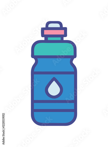 Water bottle hydration fitness sports equipment icon