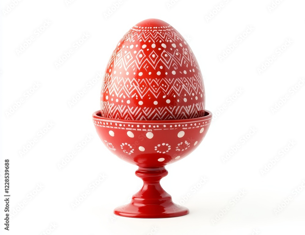 Red decorated Easter egg in a matching holder. Red decorated Easter egg in a matching holder.