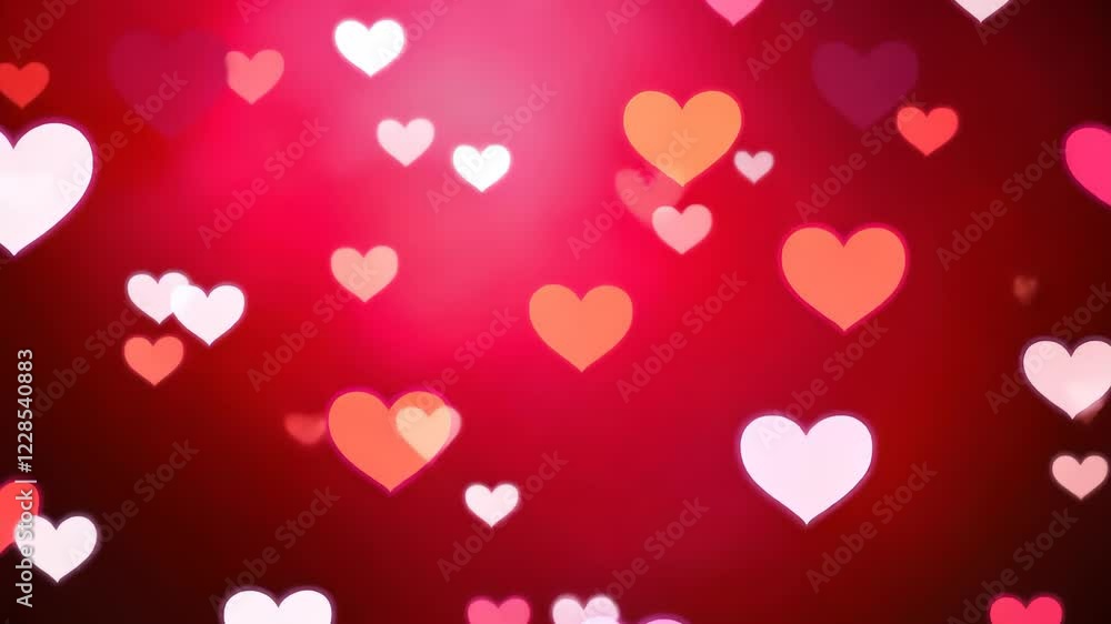 Vibrant hearts gradually increase and fill the vivid red backdrop Vibrant hearts gradually increase and fill the vivid red backdrop