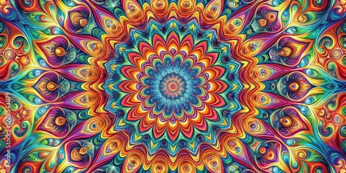 A kaleidoscope of swirling shapes in a psychedelic mix, evoking the spirit of a bygone era's pop art movement , vintage, era,  vintage photo