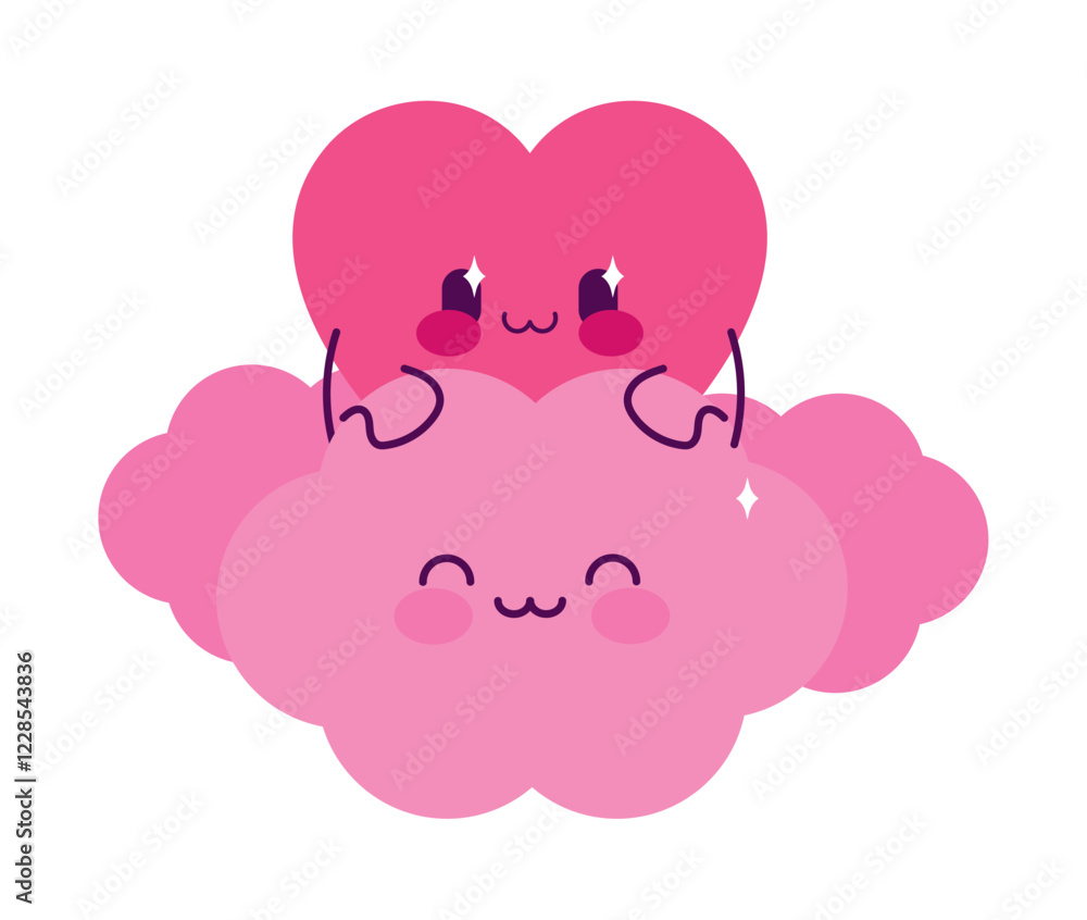 Heart Character with clouds Illustration Heart Character with clouds Illustration