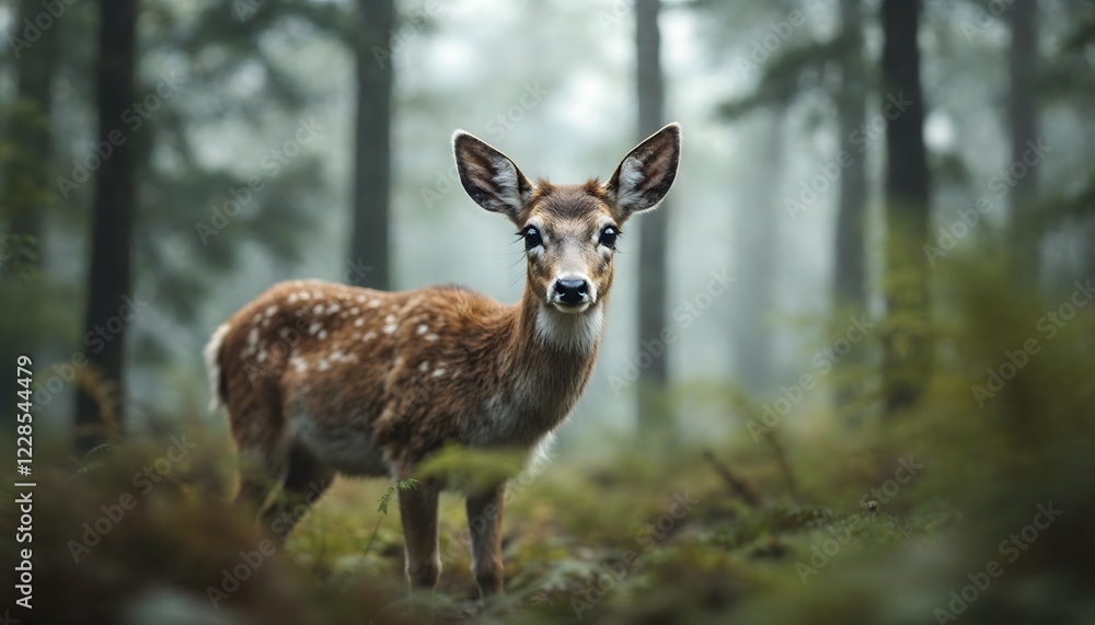 Young Deer in Misty Forest Wildlife Photography Young Deer in Misty Forest Wildlife Photography