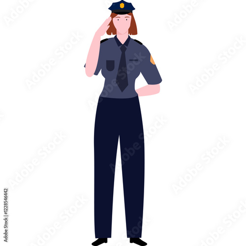 flat illustration character policewoman salutes