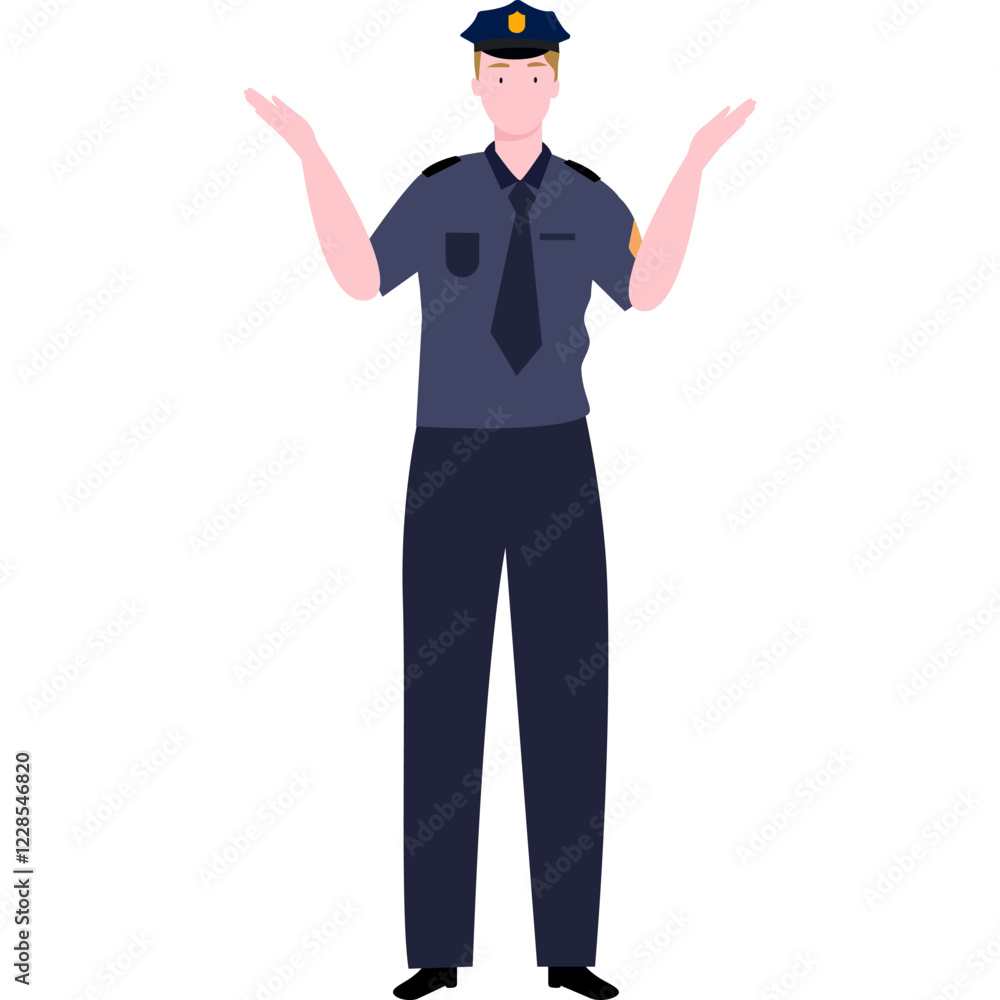flat illustration character policeman salutes