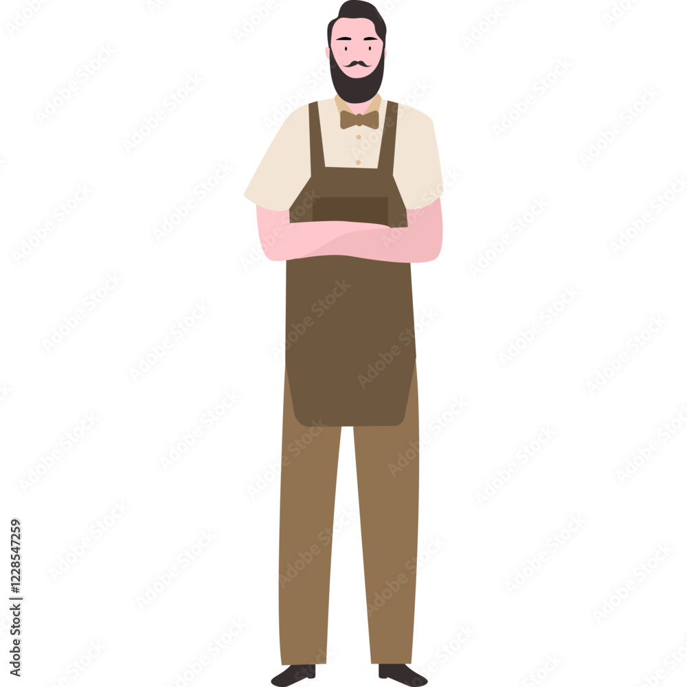 Flat Illustration of a barbermanin Apron and Bow Tie Flat Illustration of a barbermanin Apron and Bow Tie