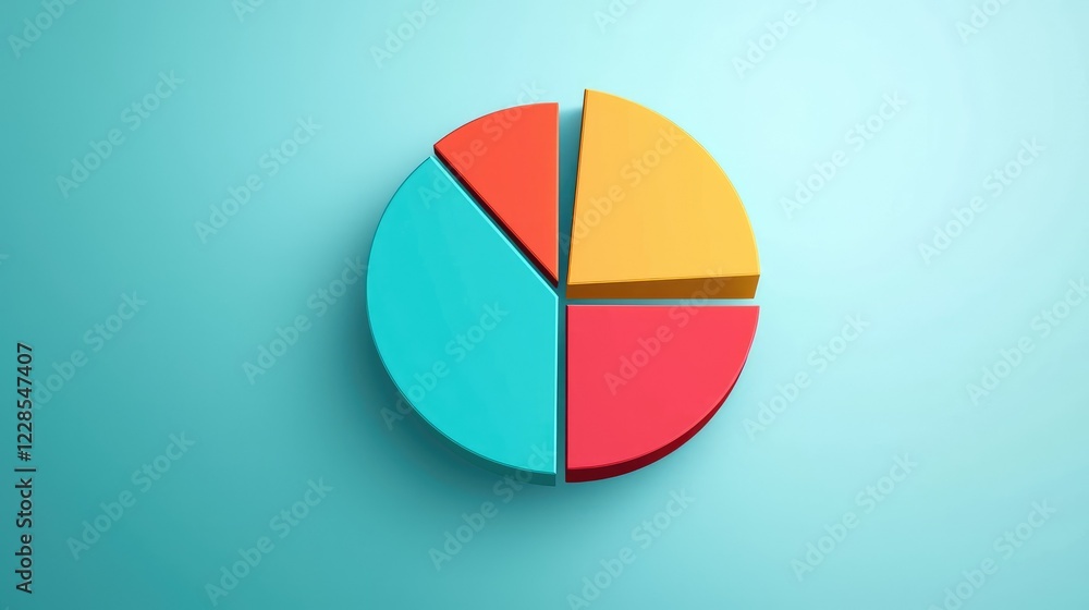Colorful Pie Chart Illustration on a Light Blue Background Colorful Pie Chart Illustration on a Light Blue Background