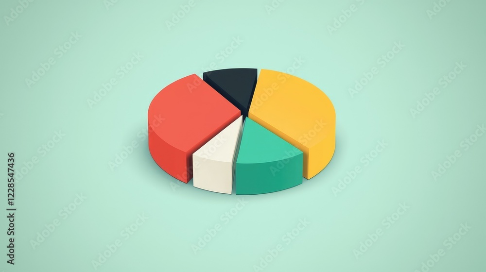 Fototapeta premium Colorful Pie Chart Representation on Soft Green Background