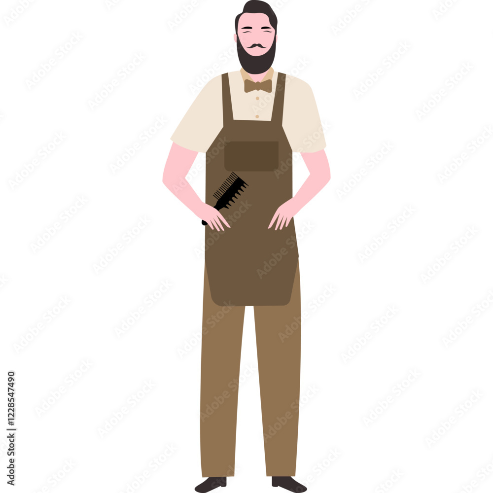Flat Illustration of a barbermanin Apron and Bow Tie Flat Illustration of a barbermanin Apron and Bow Tie